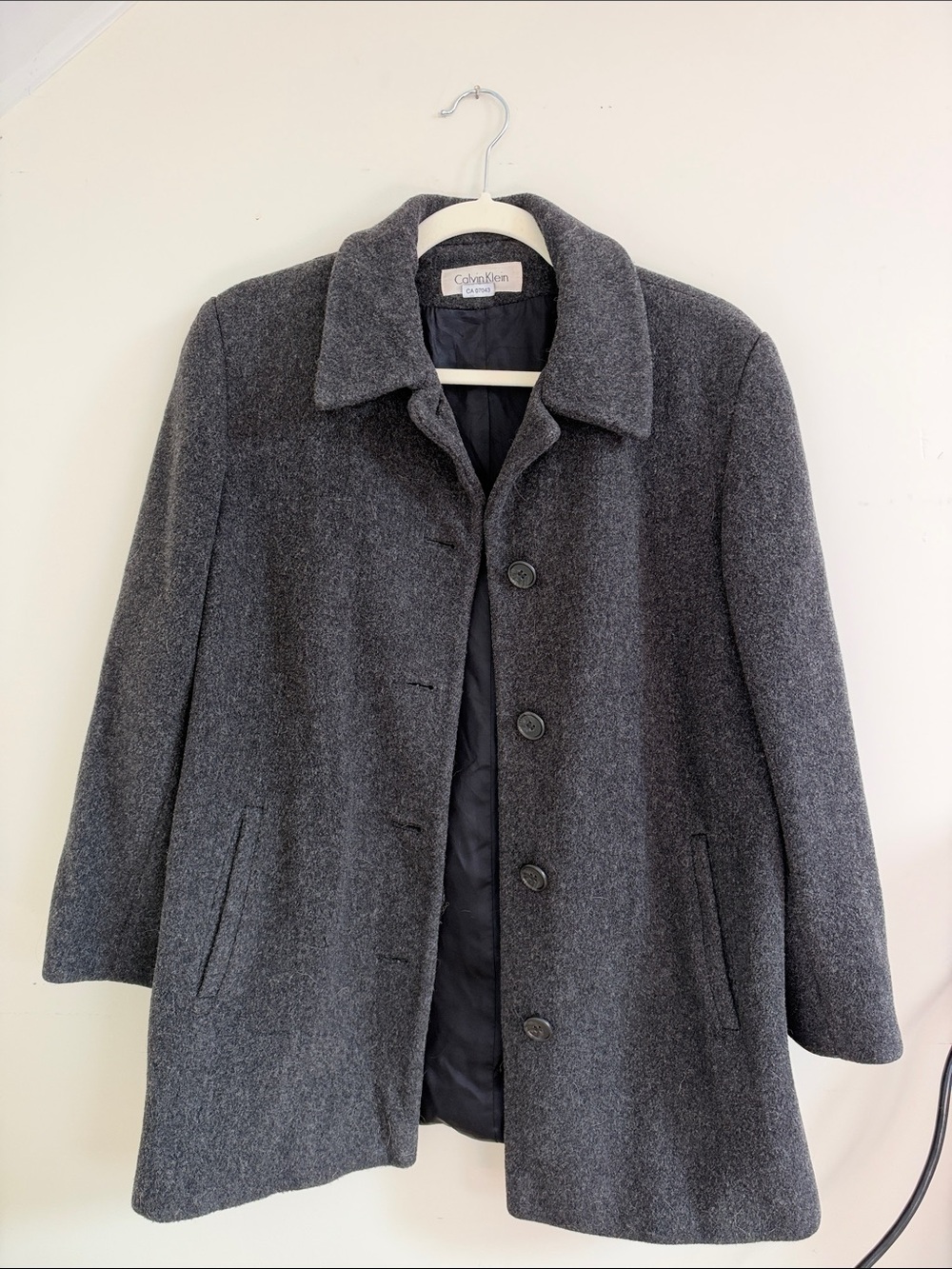 Calvin Klein Charcoal Gray Wool-Blend Pea Coat